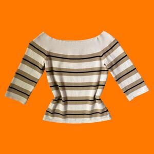 00's vintage cream striped off the shoulder y2k top SMALL armani exchange